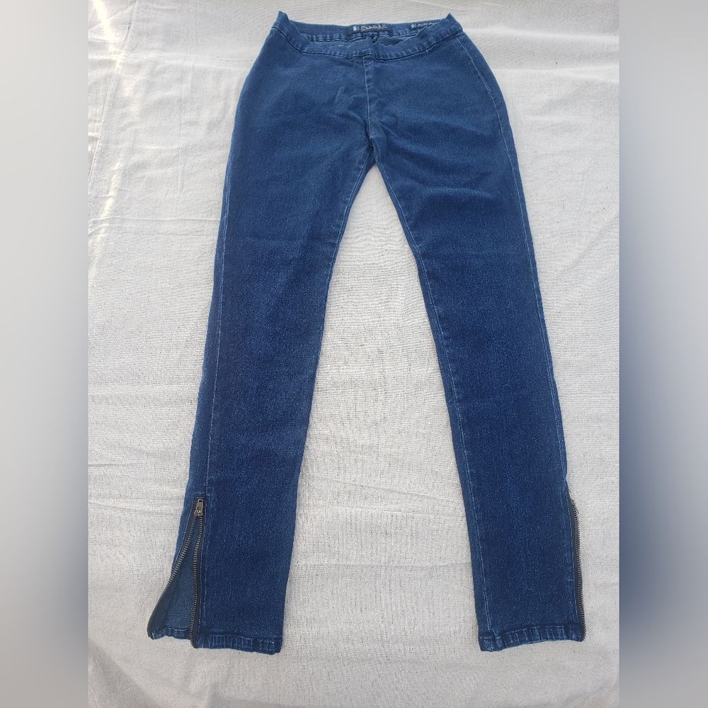 Petite Salt Works Jeggings, Low Rise, Y2K Bootcut, Cotton Stretch Denim, Zip Hem